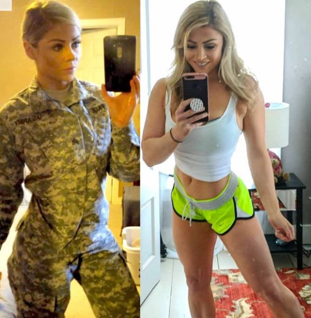 Девушки в форме и без неё (25 фото)